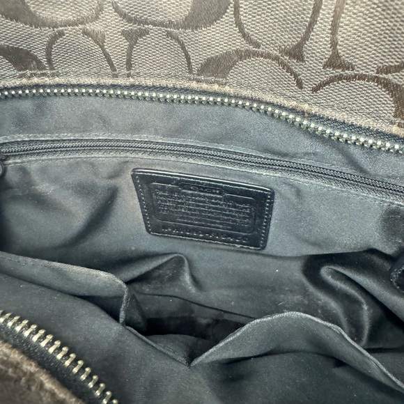 COACH Circle Patchwork East West Tote Black Brown F15466 Shoulder Handbag Purse - Picture 6 of 9